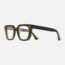 An image of the 1305 Square Opticals in Yellow on Black frame side view with arms open
