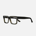 An image of the 1386 Optical Square Glasses Olive Green frame side view with arms open