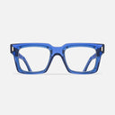 An image of the 1386 Optical Square Glasses Prussian Blue frame frontal view with arms open