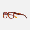 An image of the 1386 Optical Square Glasses Honey Havana frame side view with arms open