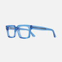 An image of the 1386 Optical Square Glasses Blue Crystal frame side view with arms open