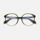 An image of the 1395 Optical Round Glasses (Small) Olive frame frontal view with arms closed
