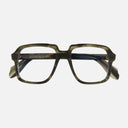 An image of the 1397 Optical Square Glasses Striped Green Havana frame frontal view with arms closed