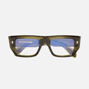 An image of the 1413 Optical Rectangle Glasses Olive frame frontal view with arms closed