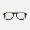 An image of the GR14 Aviator Opticals in Multi Olive frame frontal view with arms open