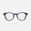 An image of the GR16 Round Opticals in Classic Navy Blue frame frontal view with arms open
