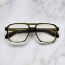 An image of the 1394 Aviator Optical in Multigreen frame frontal view with arms closed marble background