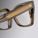 An image of the 1411 Cat Eye Optical in Brown Crystal frame detail close up from right side view
