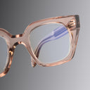 An image of the 1411 Cat Eye Optical in Dusk frame detail close up of right lens and temple