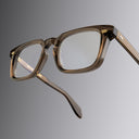 An image of the 1416 Square Optical in Brown Crystal frame detail close up from right side view