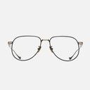 An image of the Pembroke 1429 Aviator Opticals in Black/Gold frame frontal view with arms open