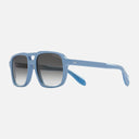 An image of the 1394 Aviator Sunglasses Solid Light Blue frame side view with arms open