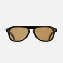 An image of the GR14 Aviator Sunglasses in Black frame frontal view with arms open