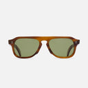 An image of the GR14 Aviator Sunglasses in Mustard Horn frame frontal view with arms open