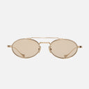 An image of the Ladbroke 1427 Oval Sunglasses in Gold frame frontal view with arms open