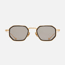 An image of the Cutler and Gross Carlyle 1437 in Gold/Black frame frontal view with arms open in white background.