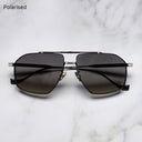 An image of the Kensington 1424 Aviator Sunglasses in Black/Gold frame frontal view with arms closed marble background