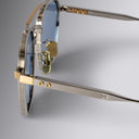 An image of the Cranley 1425 Aviator Sunglasses Silver/Gold frame side view with arms open