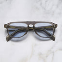 An image of the GR14 Aviator Sunglasses in Grey on Granny Chic frame frontal view with arms closed