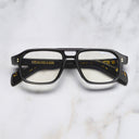 An image of the GR15 Aviator Opticals in Black frame frontal view with arms closed marble background