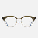 An image of the 0004 Kingsman Round Opticals in Olive frame frontal view with arms open