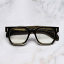 An image of the The Great Frog Lucky Diamond II Rectangle Optical Glasses in Olive frame frontal view with arms closed marble background 