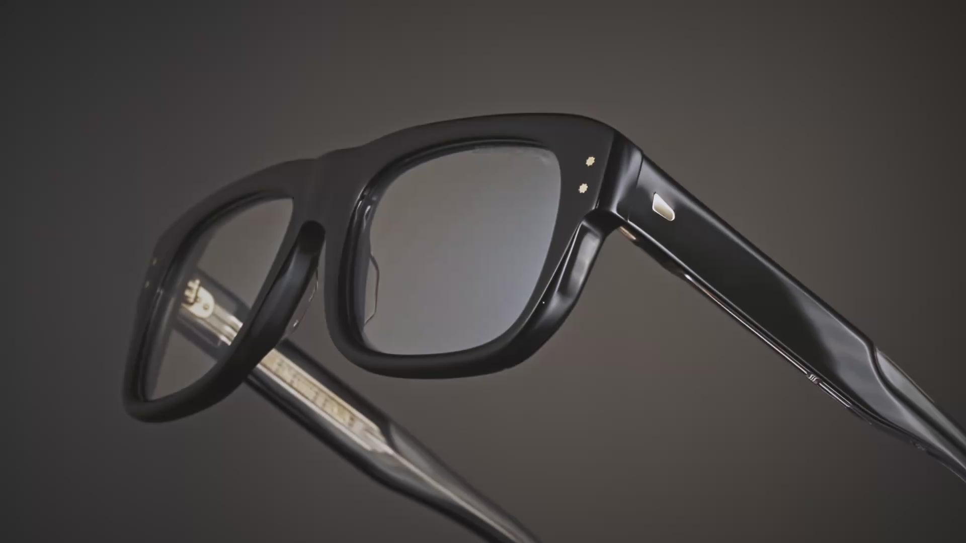 A video of Cutler and Gross 1439 optical frame in Black slightly angled on the left side, showcasing the details in the front and temples.