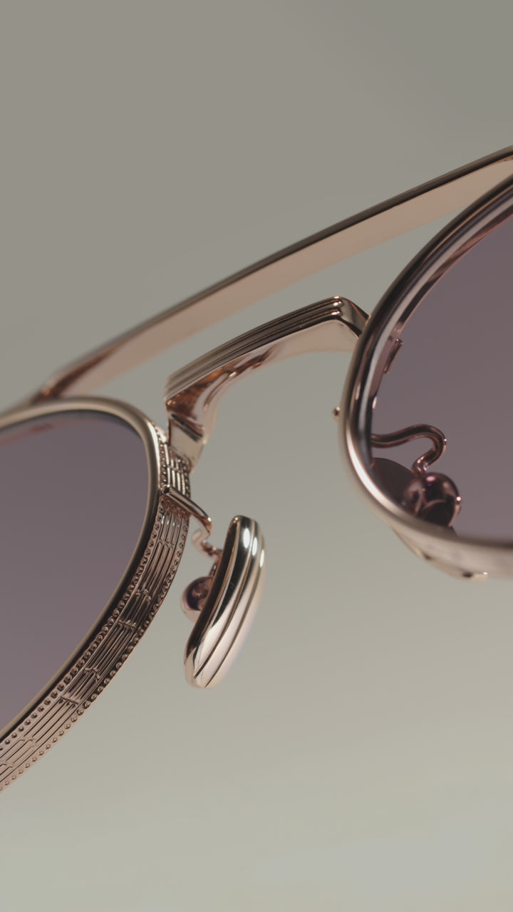 Still life video featuring Cutler ang Gross titanium sunglasses and opticals from SS26 Serpentine coillection