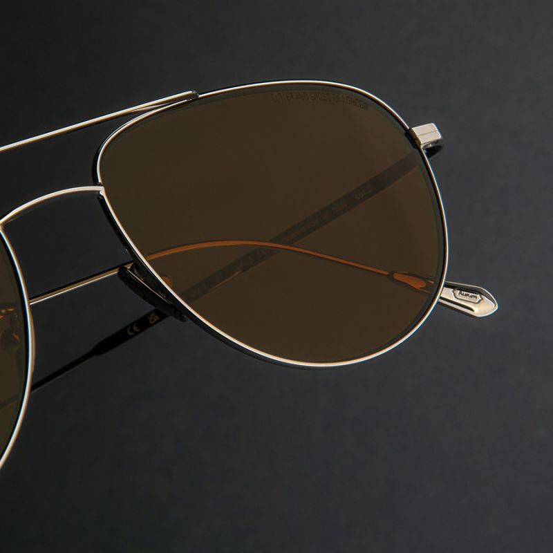 0002 Aviator Sunglasses-White Gold Rhodium 18K
