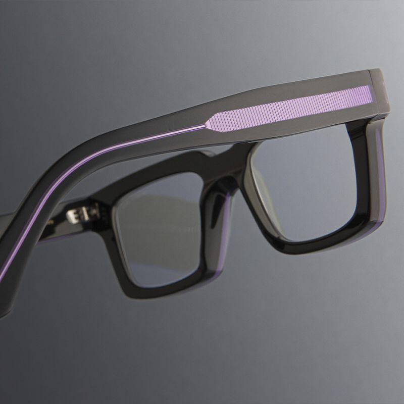 1386 Optical Square Glasses-Purple on Black