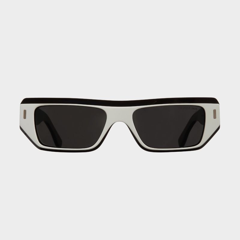 1367 Browline Sunglasses-White on Matt Black