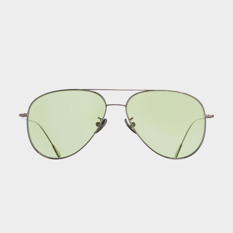 1266 Palladium Plated Aviator Sunglasses-Pale Green