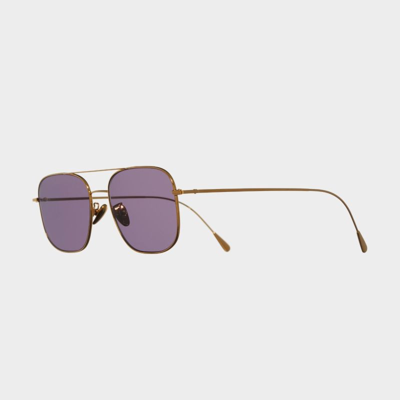 1267 Gold Plated Square Sunglasses-Pale Purple
