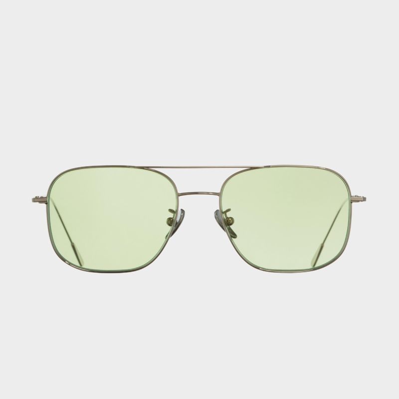 1267 Palladium Plated Square Sunglasses-Pale Green