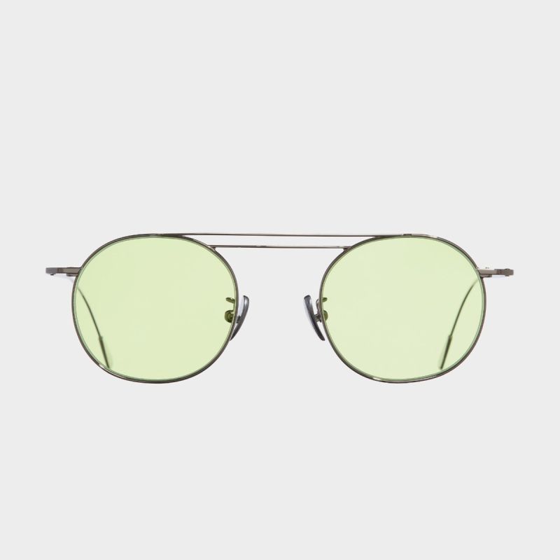 1268 Palladium Plated Round Sunglasses-Pale Green