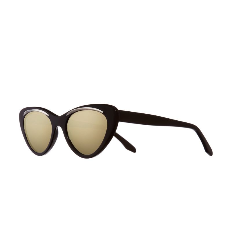 1321 Cat-Eye Sunglasses-White on Black