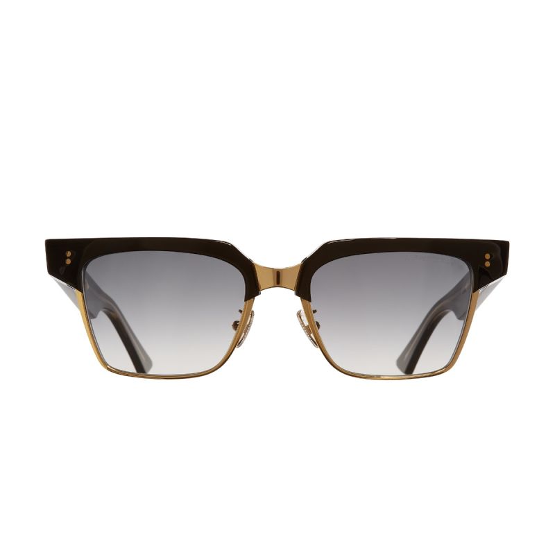 1348 Browline Sunglasses-Black Taxi & Gold (Grey Lens)