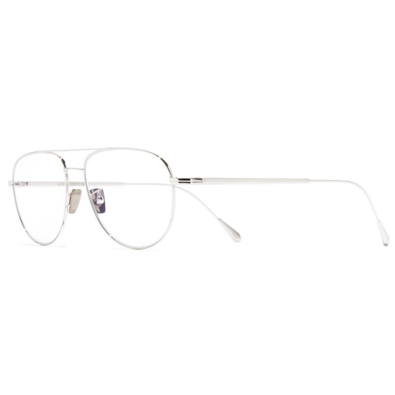 0002 Aviator Optical Glasses-White Gold Rhodium 18K