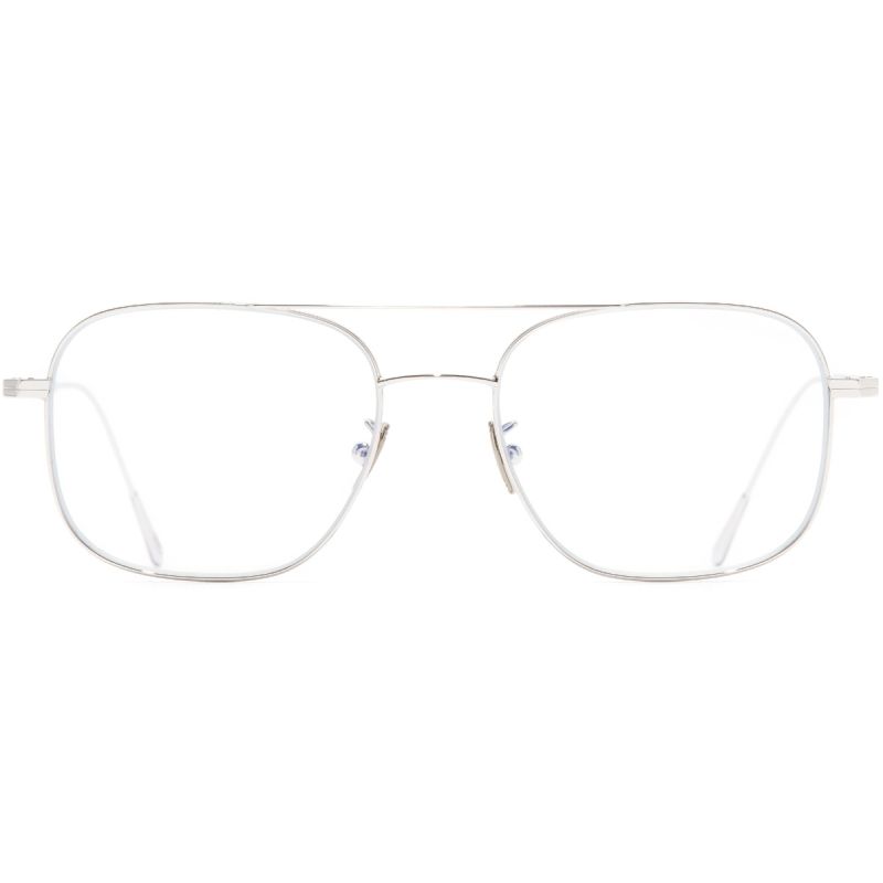 0003 Aviator Optical Glasses-White Gold Rhodium 18K