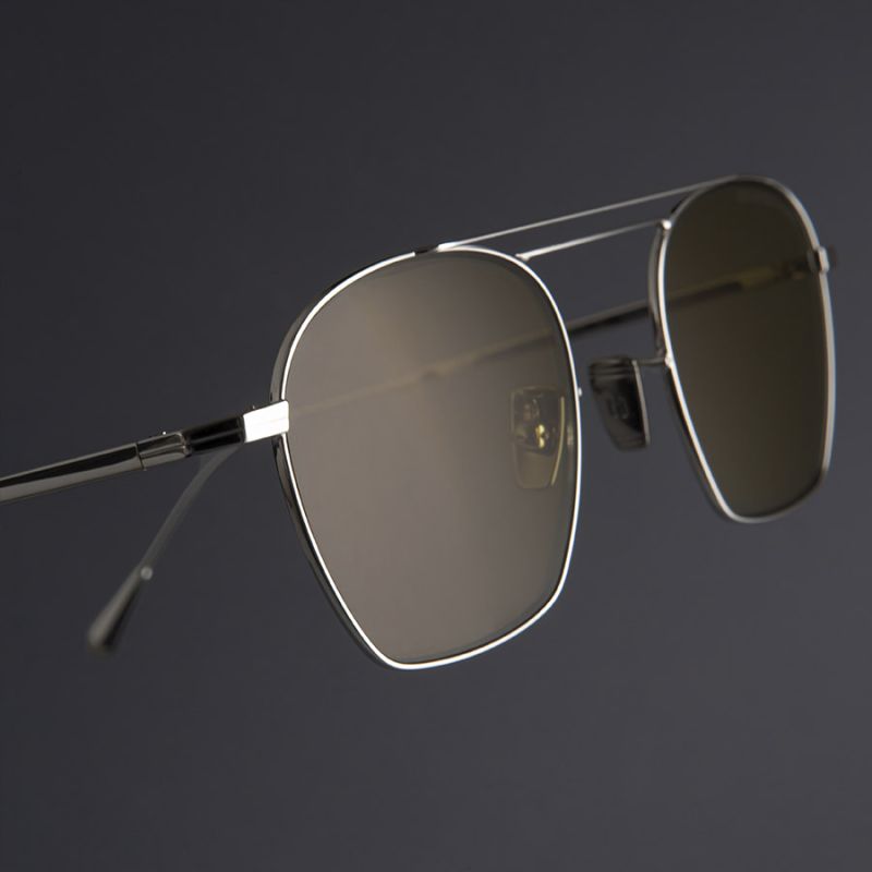 0004 Aviator Sunglasses-18K White Gold Rhodium
