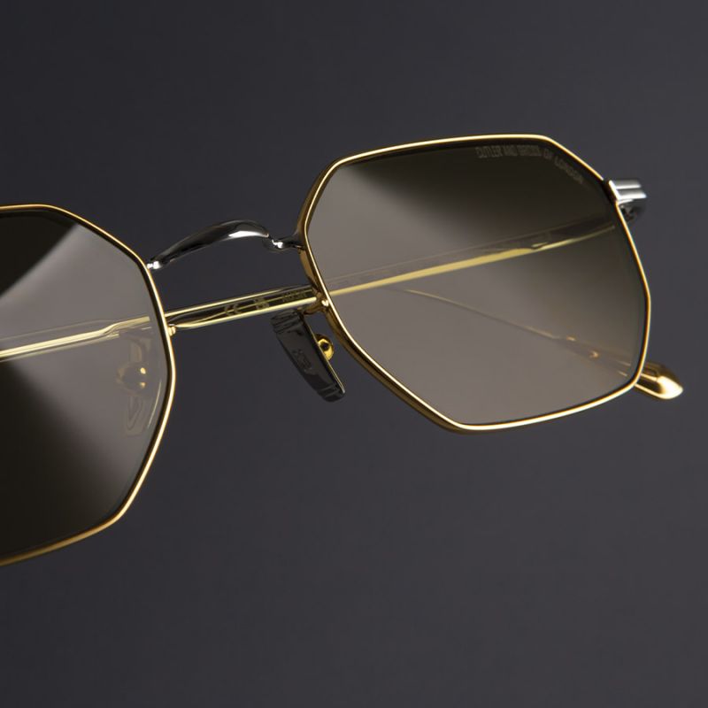 0005 Round Sunglasses-Yellow Gold 24K + Rhodium 18K