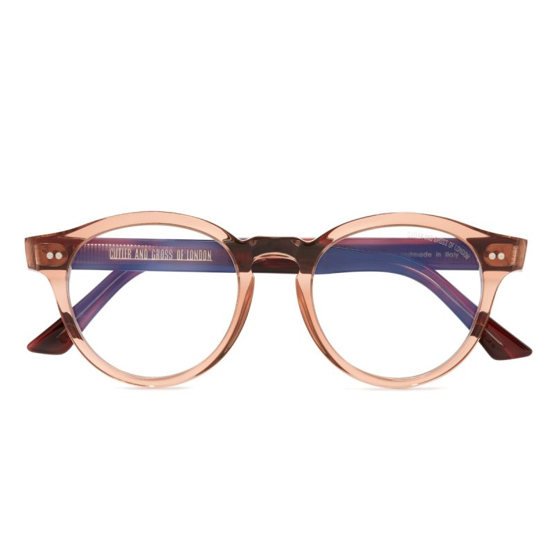 1378 Blue Light Filter Optical Round Glasses Crystal Peach on Striped  Brown