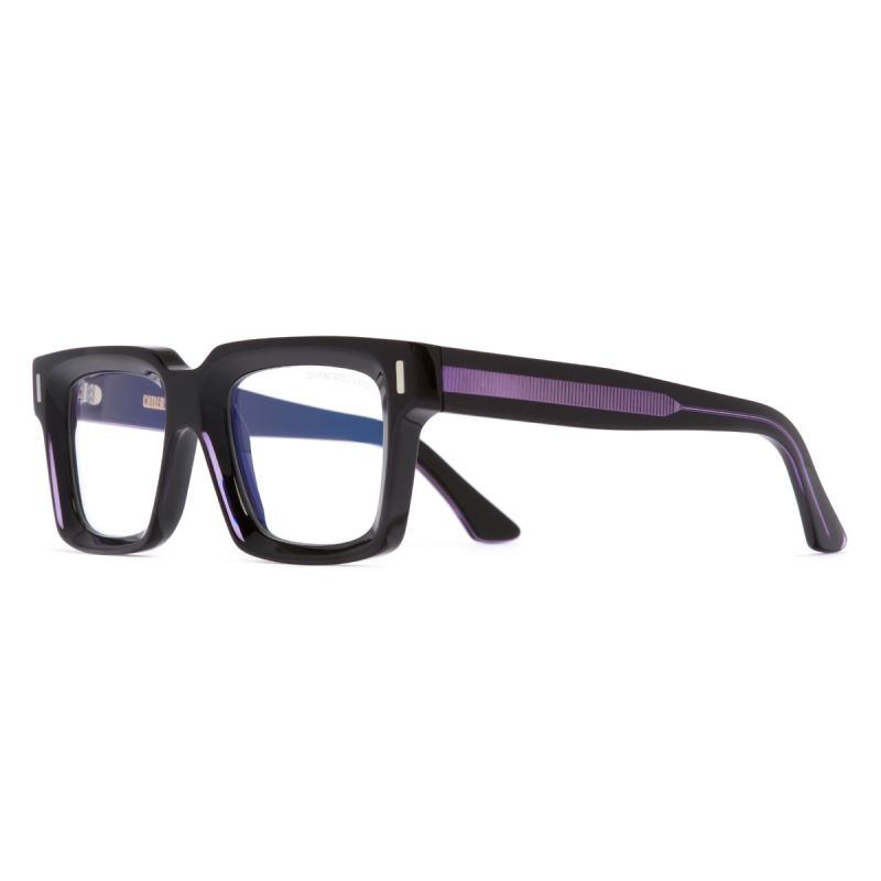1386 Optical Square Glasses Purple on Black