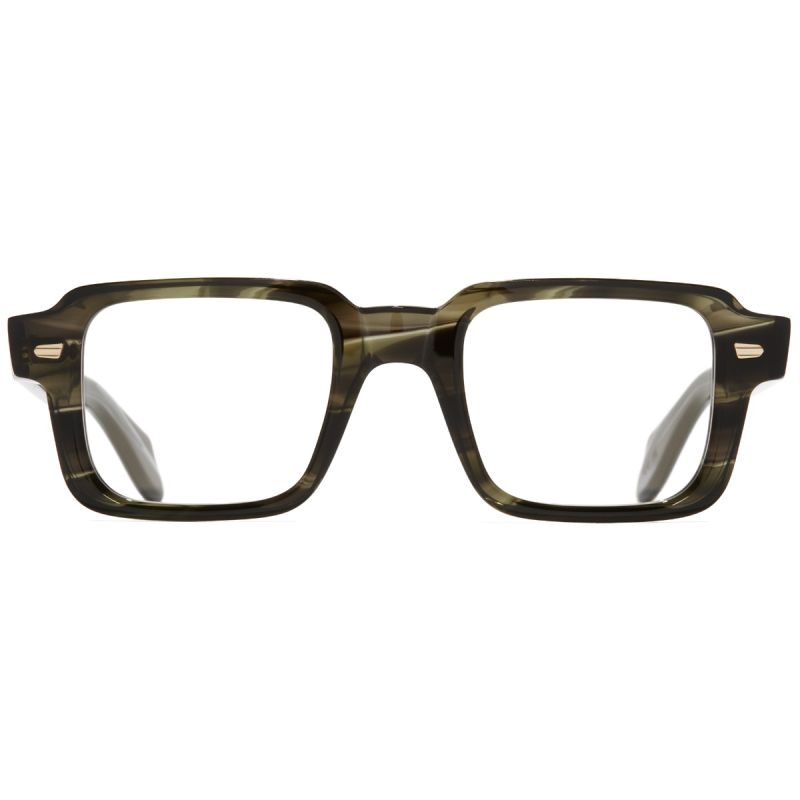1393 Optical Square Glasses-Striped Green Havana
