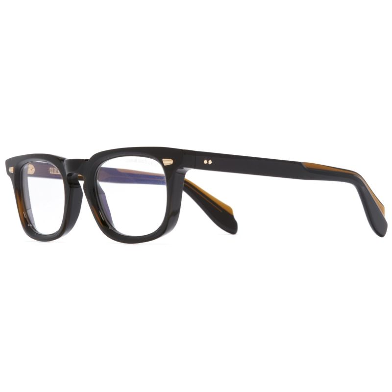 1406 Square Optical Glasses-Black on Crystal Brown