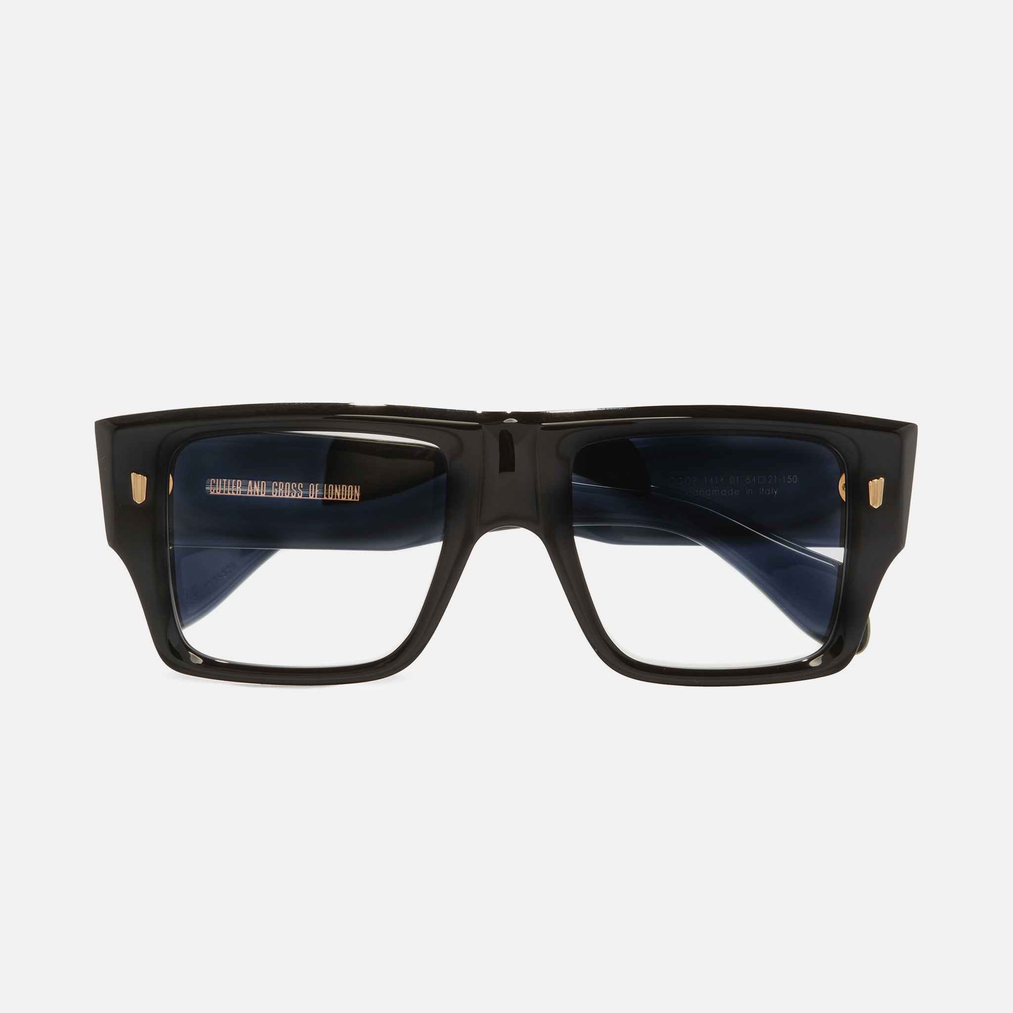 1414_Optical_Rectangle_Glasses_Black_on_Green_Image_3 - Front arms folded vertical thumbnail