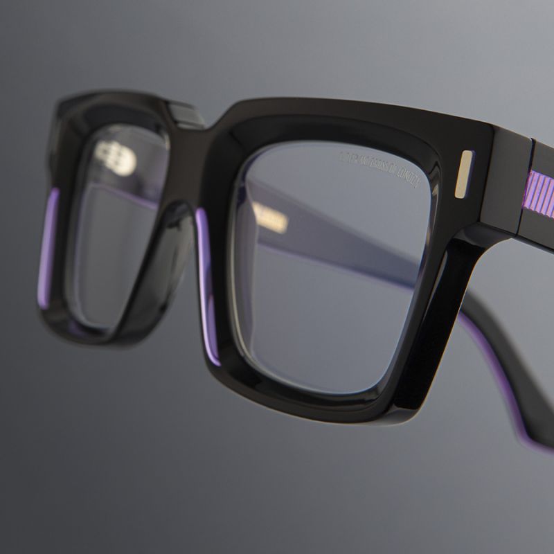 1386 Optical Square Glasses Purple on Black