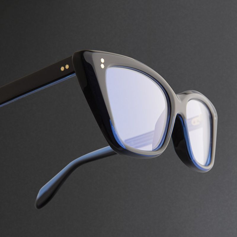9241 Cat Eye Optical Glasses-Blue on Black