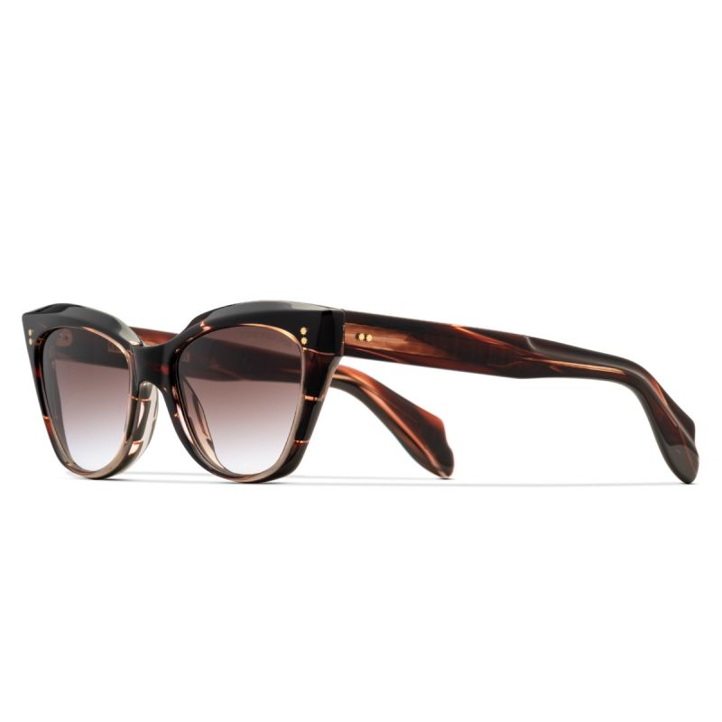 9288 Cat Eye Sunglasses-Striped Brown Havana