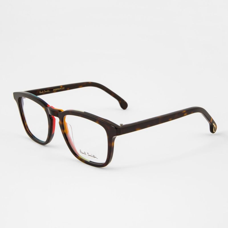 Paul Smith Anderson Optical D-Frame Glasses (Large)-Deep Tortoiseshell & Artist Stripe